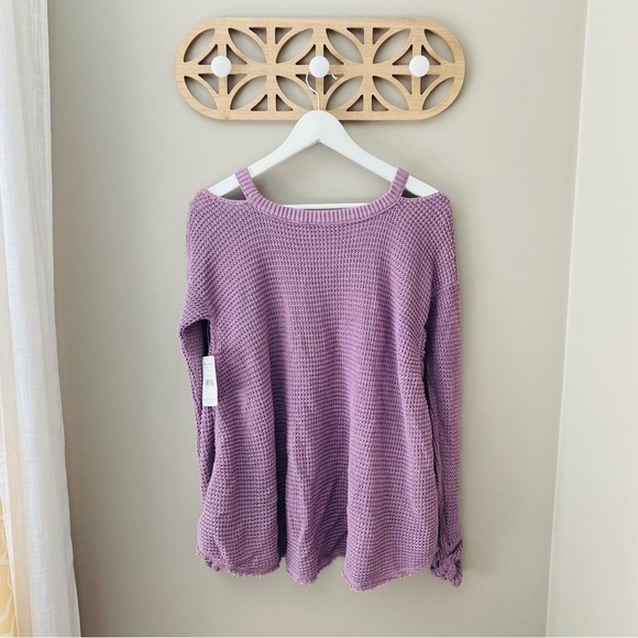 Free People Moonshine Cold Shoulder Fridge Sweater Purple Sz XS - Picture 9 of 9
